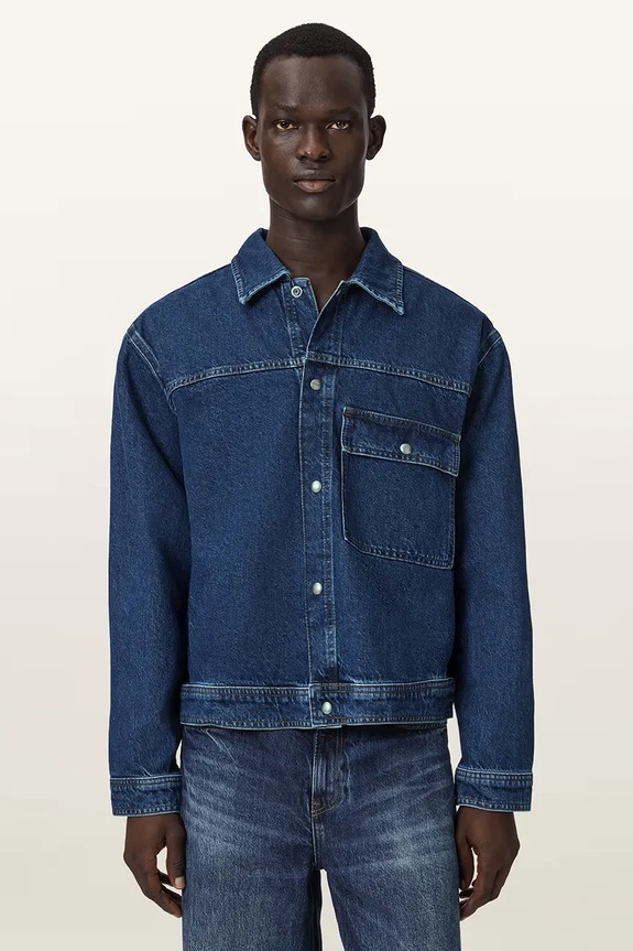AllSaints kurtka jeansowa męska CAST granatowy M058OE
