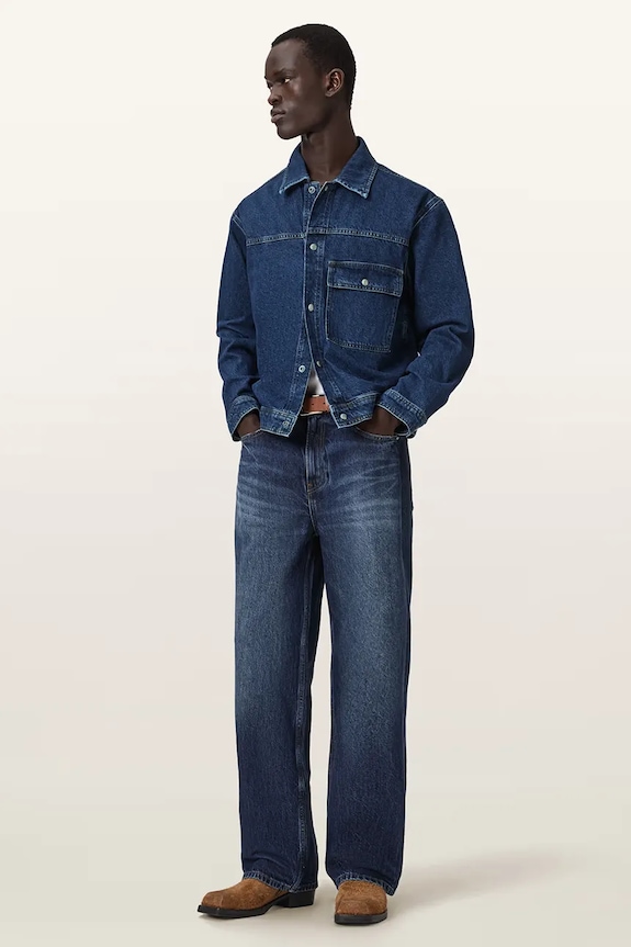 AllSaints kurtka jeansowa męska CAST granatowy M058OE