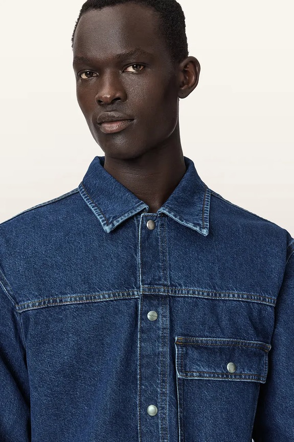 AllSaints kurtka jeansowa męska CAST M058OE granatowy
