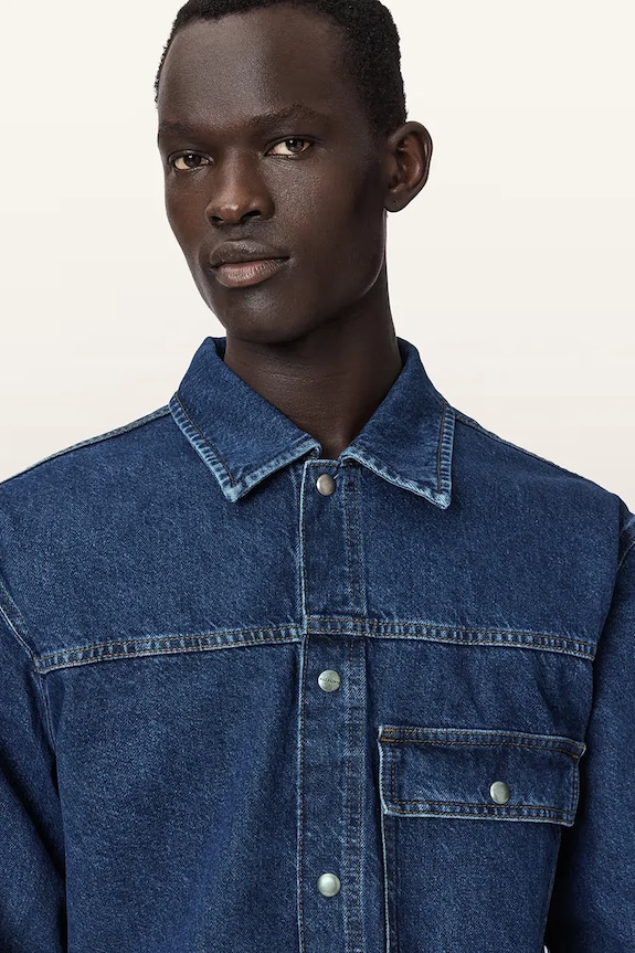 AllSaints kurtka jeansowa męska CAST M058OE granatowy