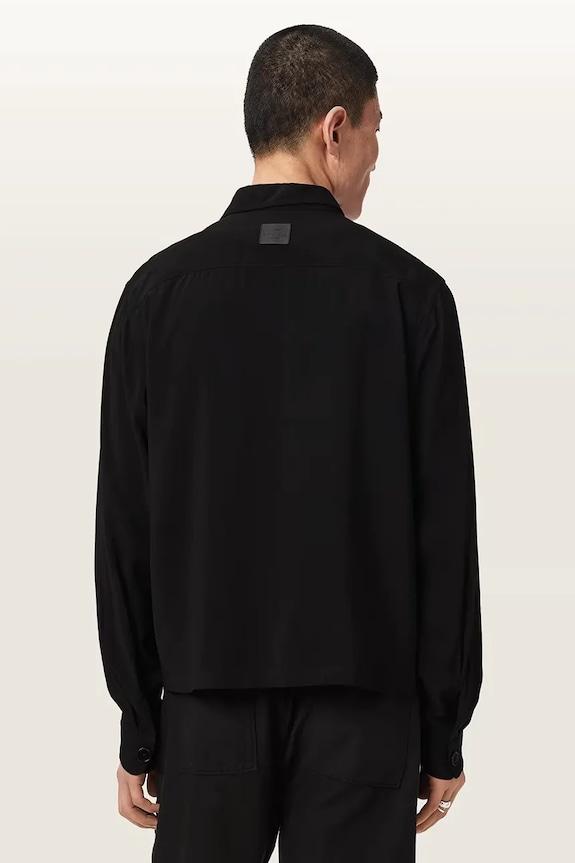 AllSaints krótka kurtka męska z wiskozy BUCK M046OE czarny AW26