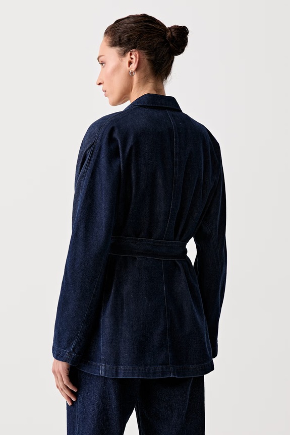 Odzież rag & bone marynarka jednorzędowa damska jeansowa Mandi RJ4C26P4UOR granatowy