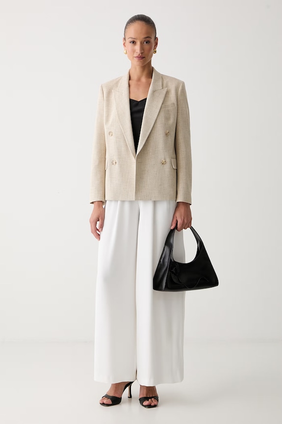 BOSS dvojradové sako dámske s viskózou Jaleto9 50566373 béžová AW26