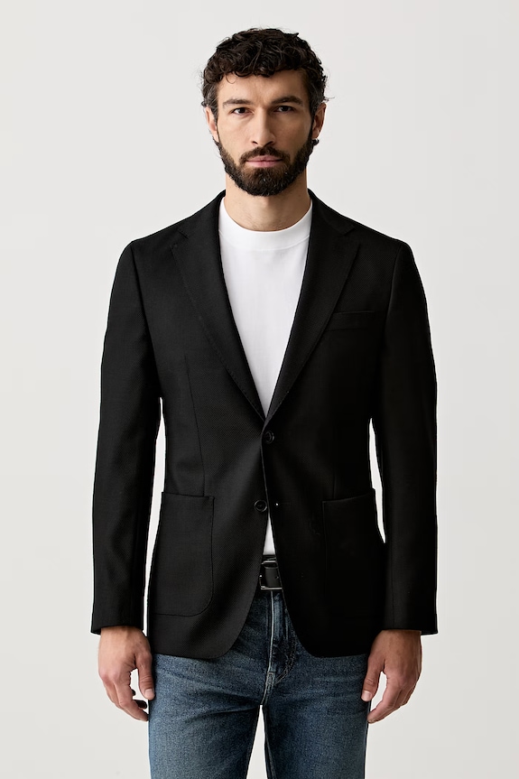 BOSS jednoradové sako pánske vlnené H-Hutson-2PP-B1-263 čierna 50566953