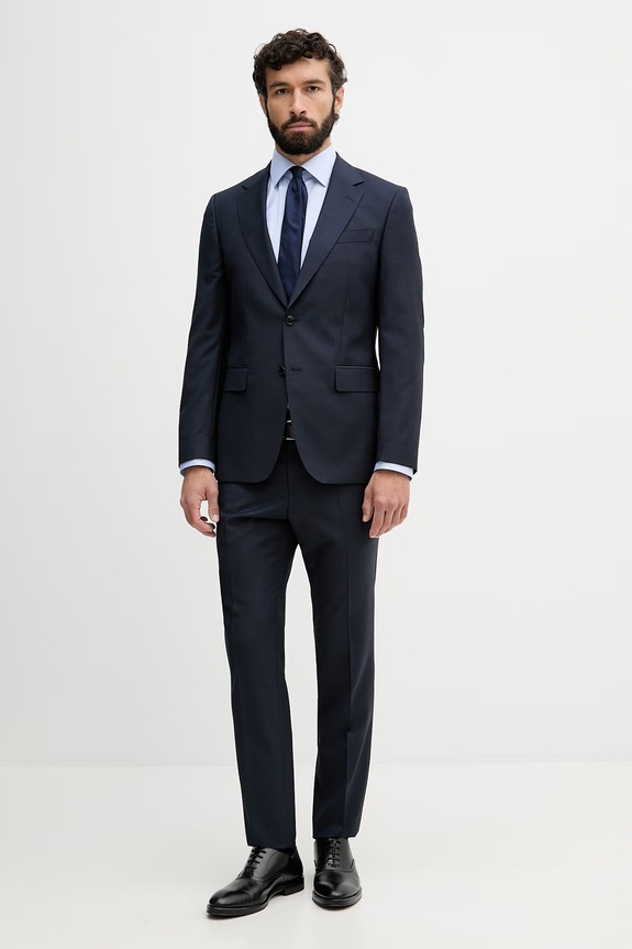 BOSS dvoudílný oblek pánský vlněný H-Huge-2Pcs-263 námořnická modř 50569798