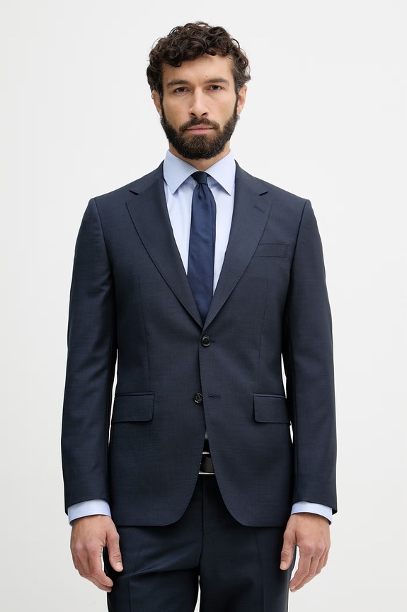 BOSS dvoudílný oblek pánský vlněný H-Huge-2Pcs-263 50569798 námořnická modř AW26