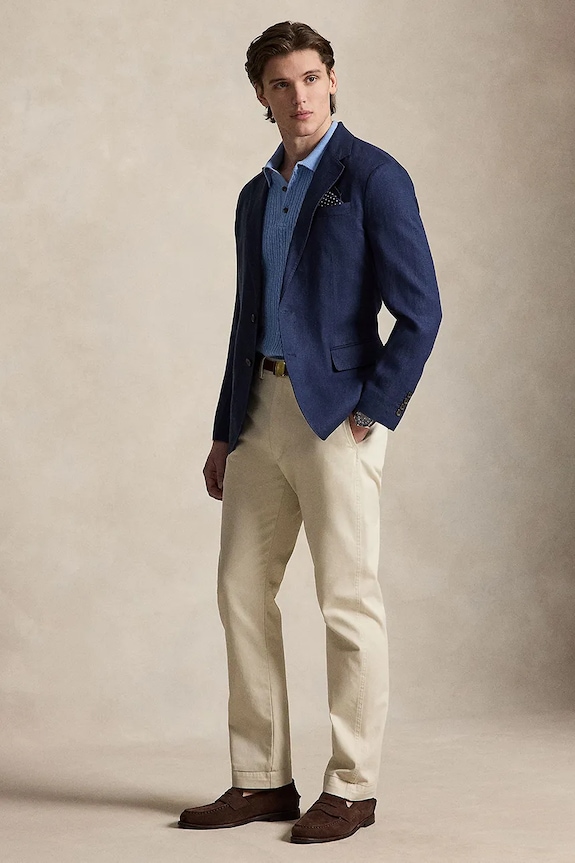 Одежда Polo Ralph Lauren пиджак для мужчин со льном 715B19049 тёмно-синий