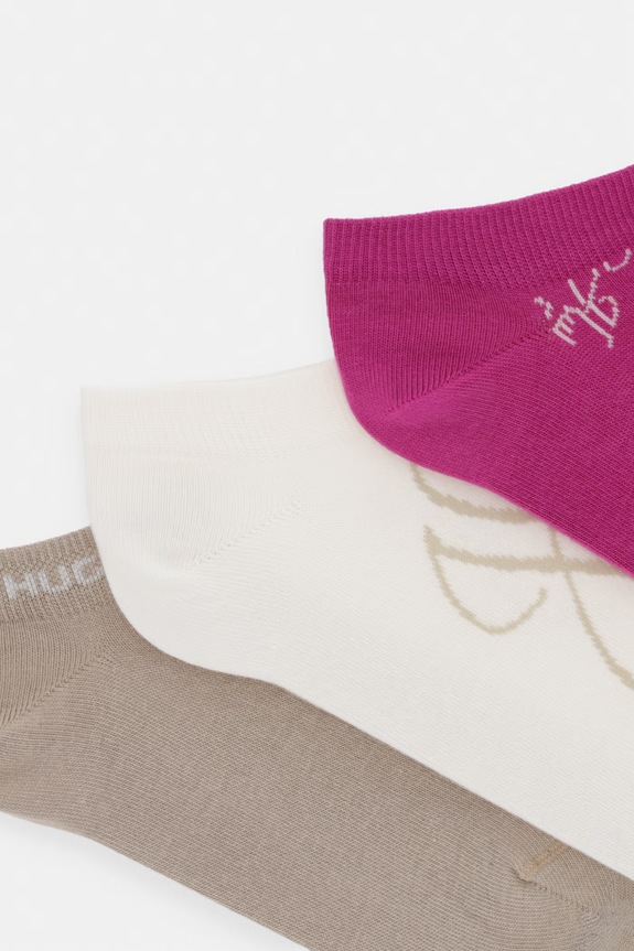 HUGO ponožky dámské s bavlnou 3P AS MONOGRAM CC W 3-pack 50564634 béžová AW26
