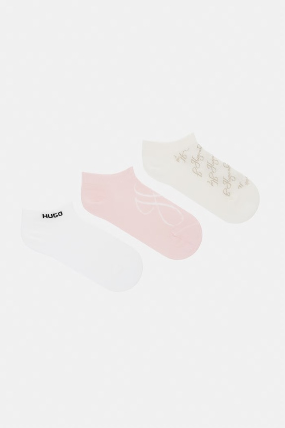 HUGO ponožky dámské s bavlnou 3P AS MONOGRAM CC W 3-pack béžová 50564634