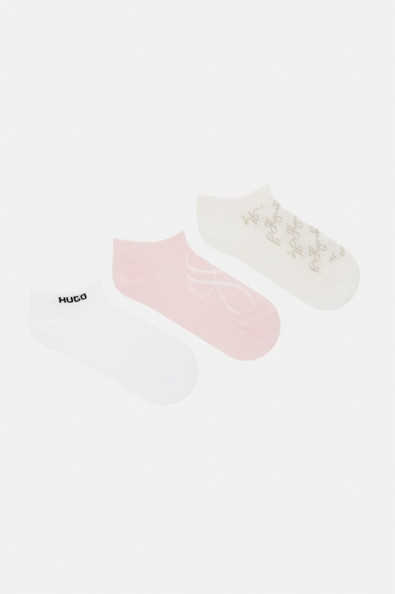 HUGO ponožky dámské s bavlnou 3P AS MONOGRAM CC W 3-pack béžová 50564634
