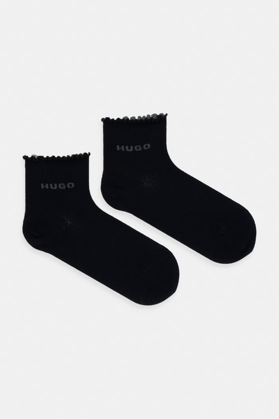 HUGO skarpety damskie z bawełną 2P SH LETTUCE CC W 2-pack czarny 50560891
