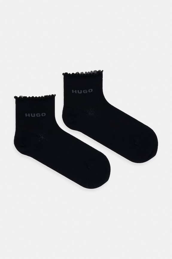 HUGO skarpety damskie z bawełną 2P SH LETTUCE CC W 2-pack czarny 50560891