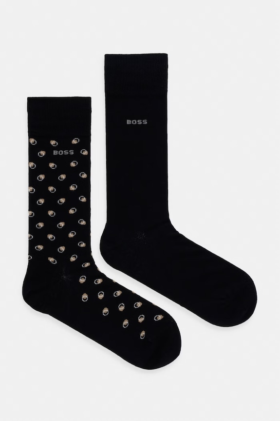 BOSS nogavice moške z bombažem 2P RS Minipattern paket 2 kosov črna 50564501