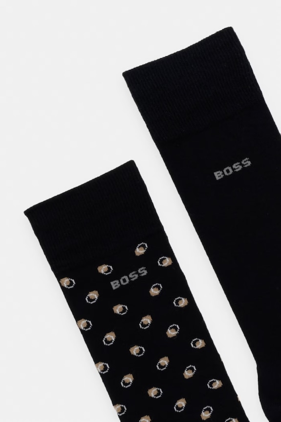 BOSS nogavice moške z bombažem 2P RS Minipattern paket 2 kosov 50564501 črna AW26