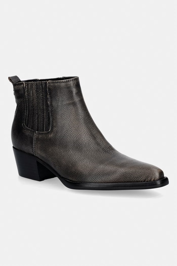 Guess čizme s niskom potpeticom za žene od kože WYNIE crna FLTWYI.LEA10.BLACK