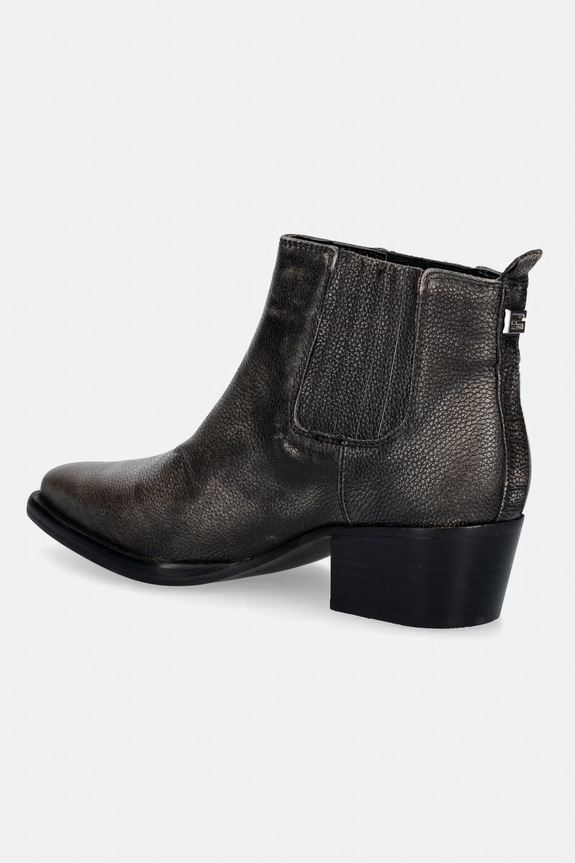 Obuća Guess čizme s niskom potpeticom za žene od kože WYNIE FLTWYI.LEA10.BLACK crna