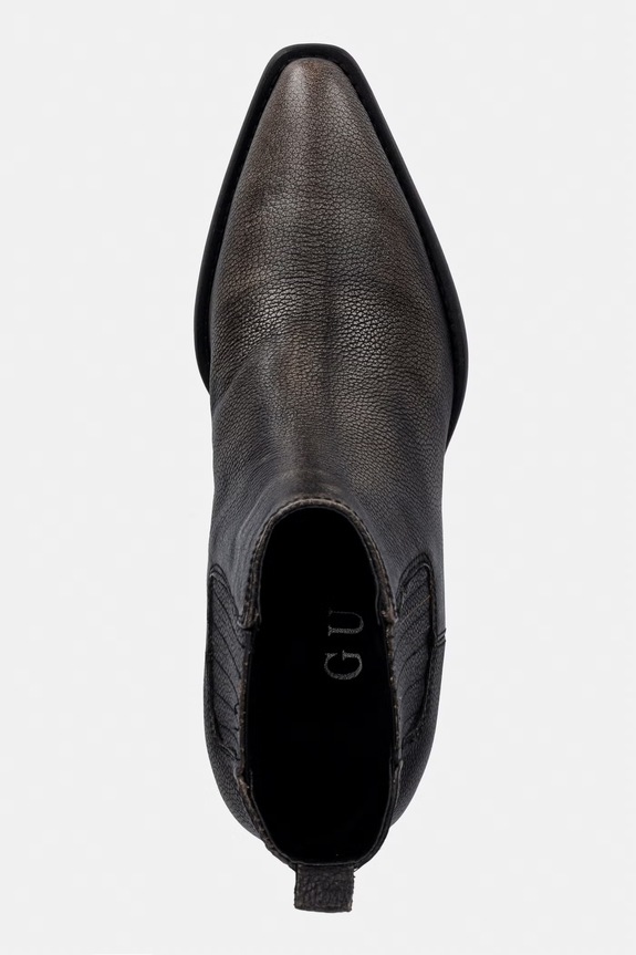 Guess čizme s niskom potpeticom za žene od kože WYNIE crna FLTWYI.LEA10.BLACK