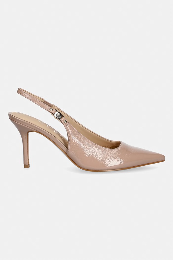 Guess štikle od kože NASHILY FLTNAS.LEP05.NUDE bež AW26