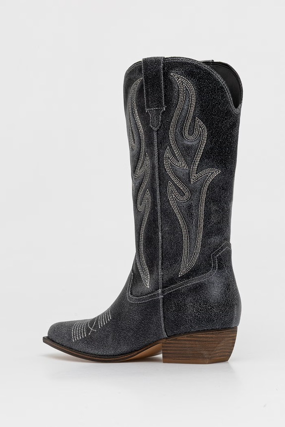 Обувь Guess ковбойские сапоги для женщин кожаные LARGEN FLTLGE.LEA11.BLACK чёрный