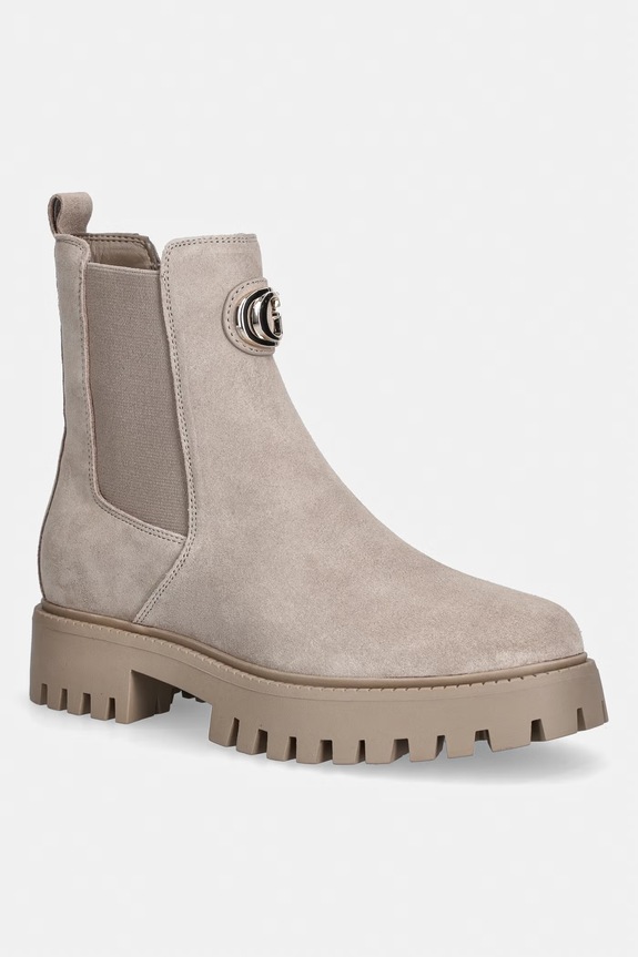 Guess čizme s platformom za žene od brušene kože FIDA2 siva FLTF2D.SUE10.GREY
