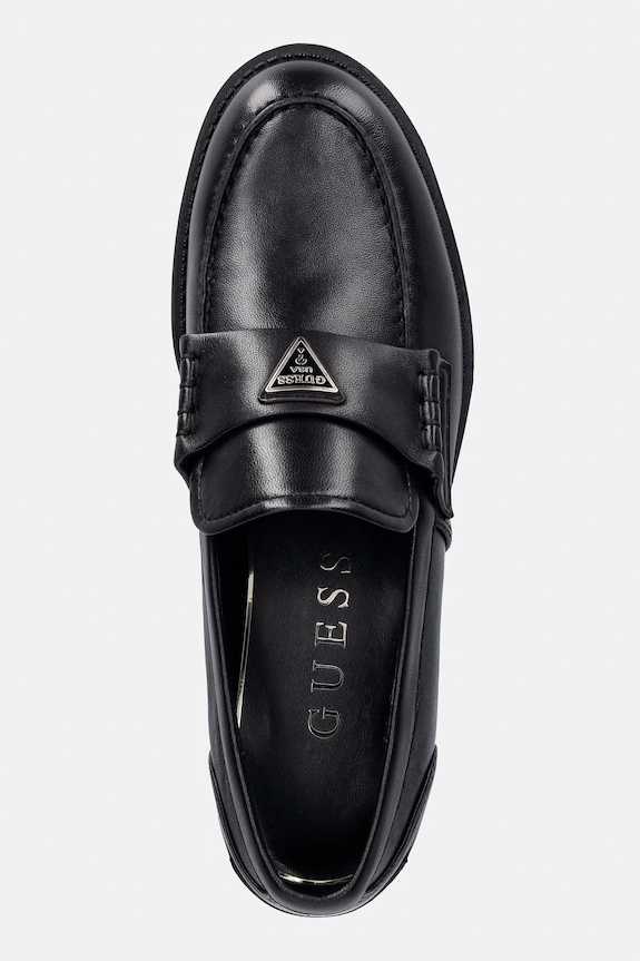 Guess mokasinke za žene od kože BELISO crna FLTBSO.LEA14.BLACK