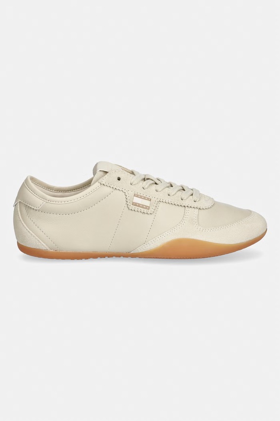 Tommy Jeans TJ BALLET SNEAKER sneakers boty dámské kožené EN0EN03059 béžová AW26