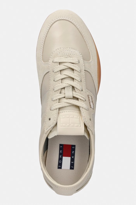 Tommy Jeans TJ BALLET SNEAKER sneakers boty dámské kožené béžová EN0EN03059