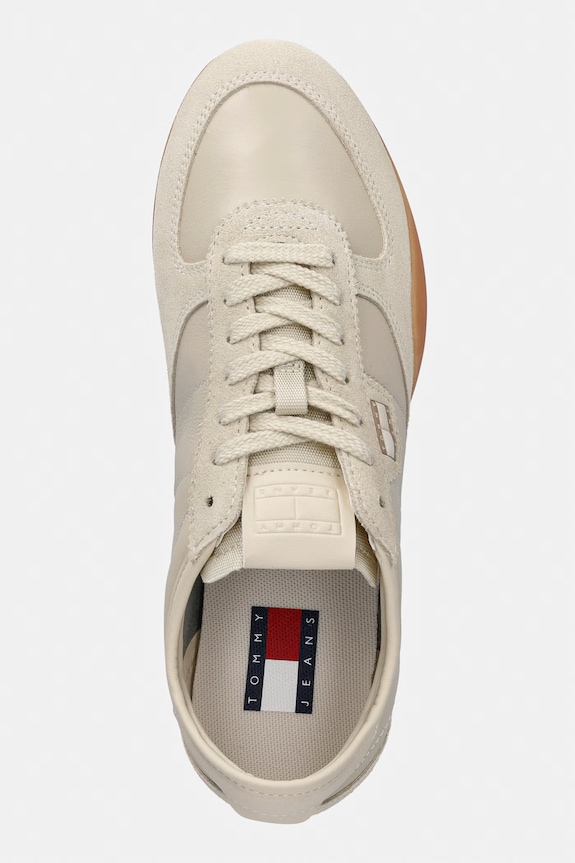 Tommy Jeans TJ BALLET SNEAKER sneakers boty dámské kožené béžová EN0EN03059