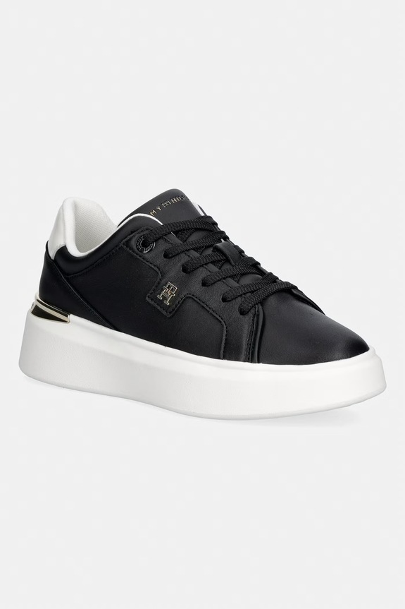 Tommy Hilfiger TH CHIC PLATFORM tenisice za žene od kože crna FW0FW09396