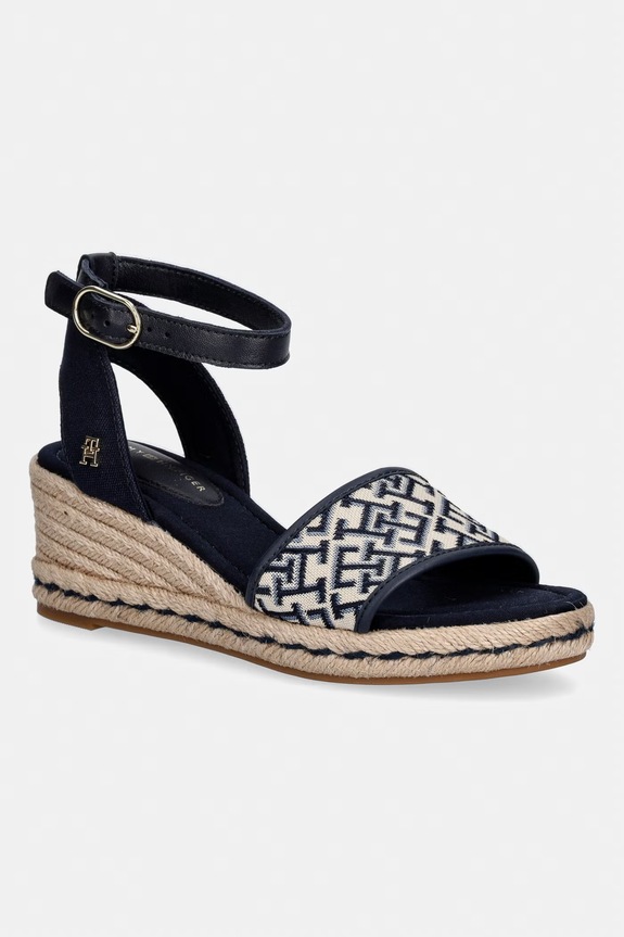 Tommy Hilfiger sandały na koturnie TH MID ESPAD WEDGE JACQUARD granatowy FW0FW09519