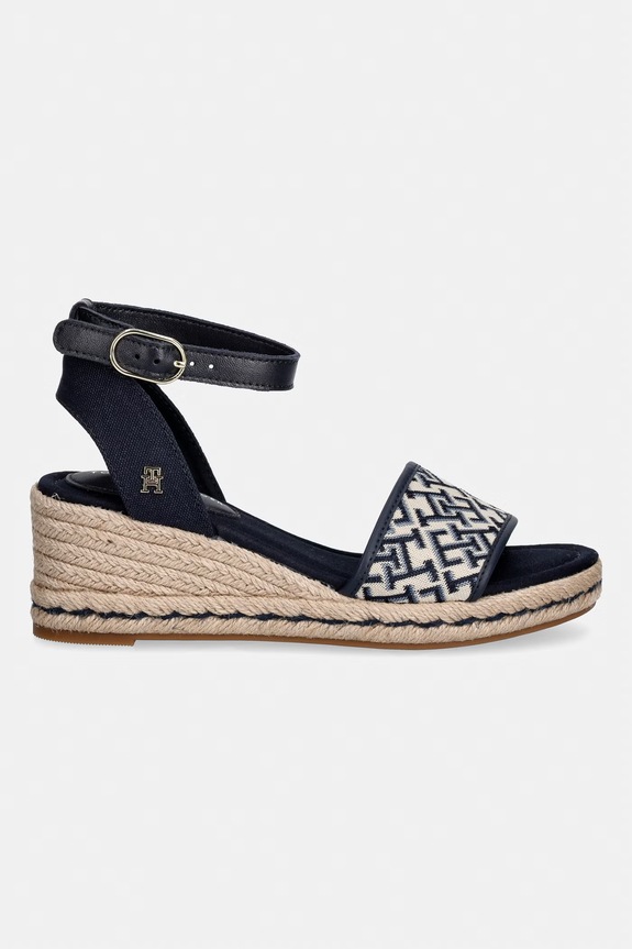 Tommy Hilfiger sandały na koturnie TH MID ESPAD WEDGE JACQUARD FW0FW09519 granatowy AW26