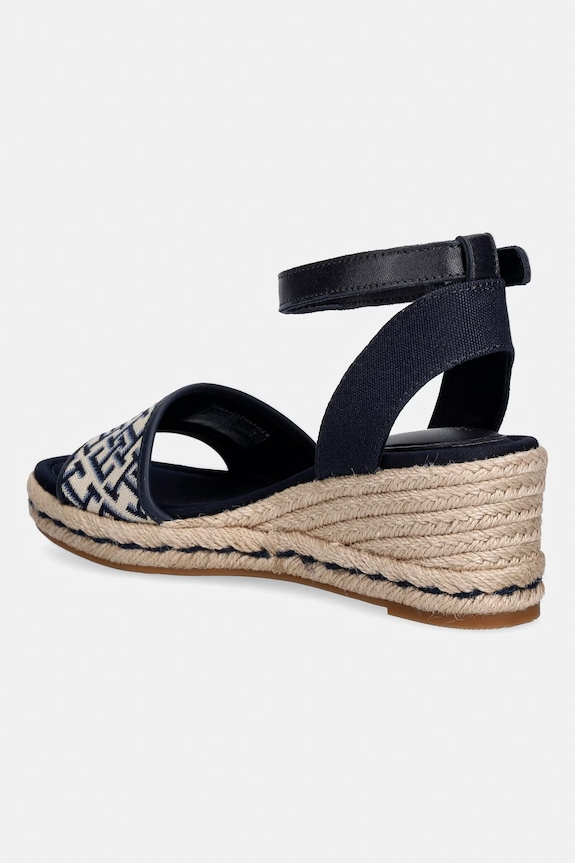 Obuwie Tommy Hilfiger sandały na koturnie TH MID ESPAD WEDGE JACQUARD FW0FW09519 granatowy