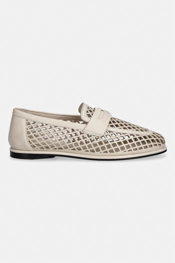 Tommy Hilfiger mokasinke za žene od kože TH COIN LTH LOAFER LASER CUT FW0FW09427 bež AW26