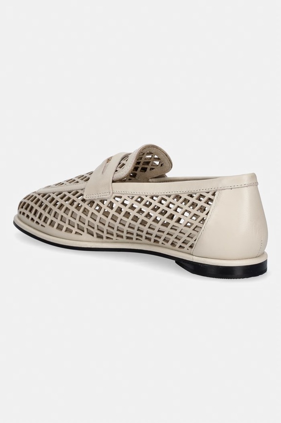 Obuća Tommy Hilfiger mokasinke za žene od kože TH COIN LTH LOAFER LASER CUT FW0FW09427 bež