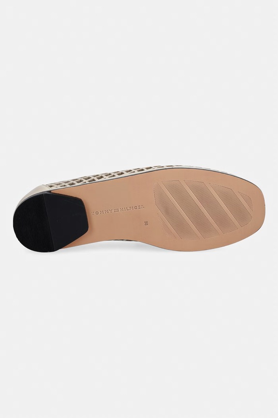 Tommy Hilfiger mokasinke za žene od kože TH COIN LTH LOAFER LASER CUT FW0FW09427 bež