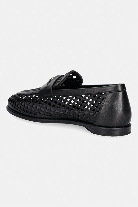 Obuća Tommy Hilfiger mokasinke za žene od kože TH COIN LTH LOAFER LASER CUT FW0FW09427 crna