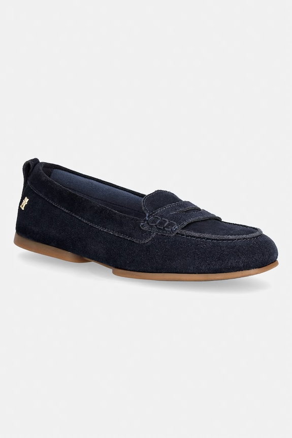 Tommy Hilfiger mokasíny dámské semišové TH FLEX SUEDE LOAFER BALLERINA námořnická modř FW0FW09507