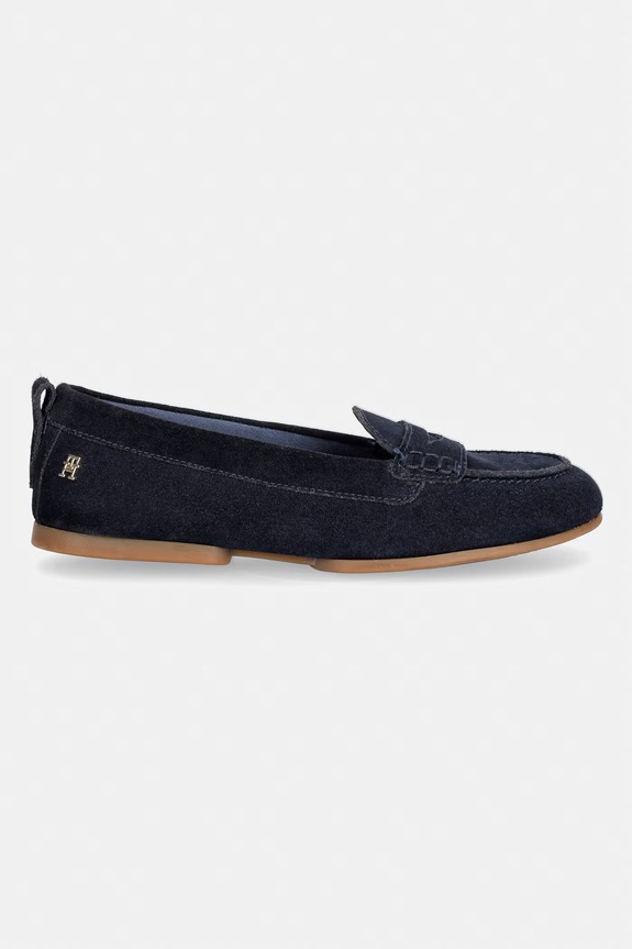 Tommy Hilfiger mokasíny dámské semišové TH FLEX SUEDE LOAFER BALLERINA FW0FW09507 námořnická modř AW26