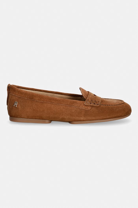 Tommy Hilfiger mokasíny dámske semišové TH FLEX SUEDE LOAFER BALLERINA FW0FW09507 hnedá AW26