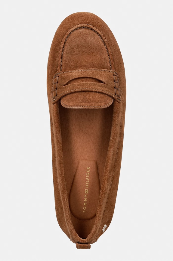 Tommy Hilfiger mokasíny dámske semišové TH FLEX SUEDE LOAFER BALLERINA hnedá FW0FW09507