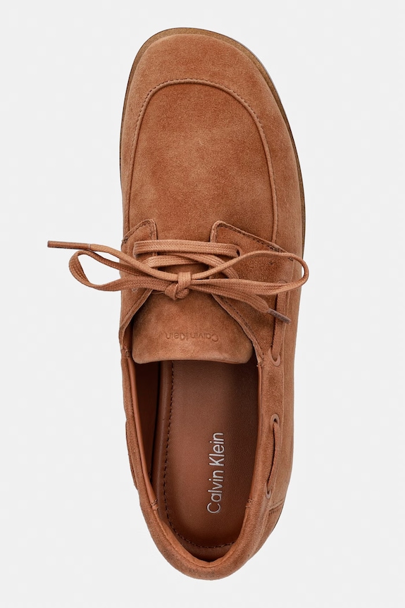 Calvin Klein mokasíny dámské semišové ESS BOATSHOE SUEDE hnědá HW0HW03290.GBQ