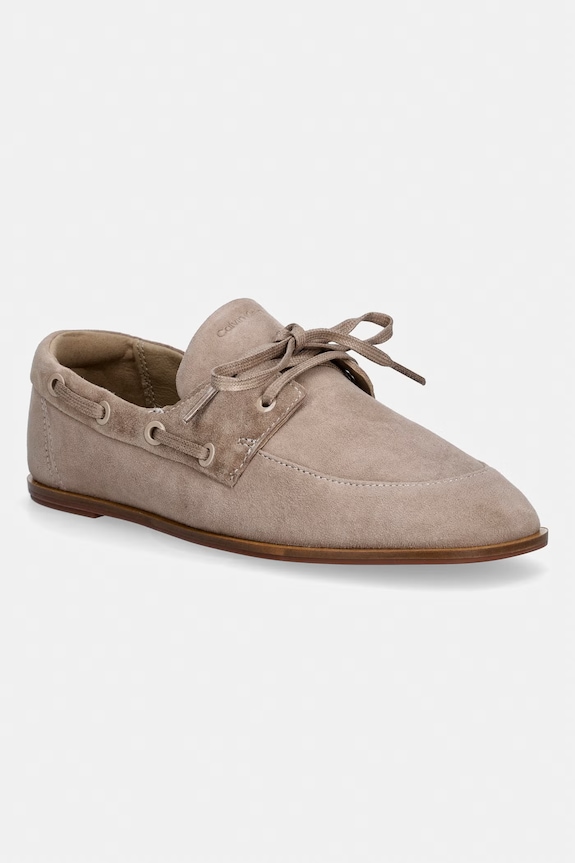 Calvin Klein mokasíny dámské semišové ESS BOATSHOE SUEDE béžová HW0HW03290.AFF
