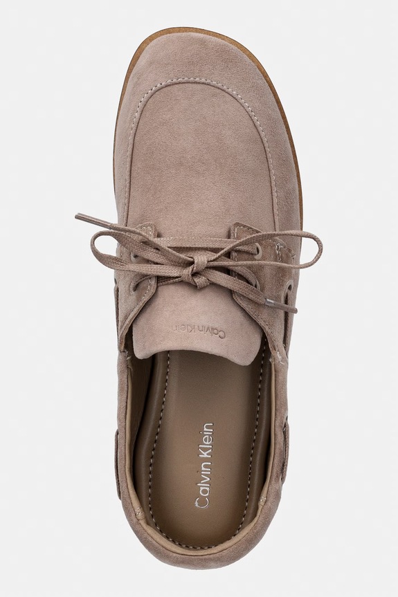 Calvin Klein mokasíny dámské semišové ESS BOATSHOE SUEDE béžová HW0HW03290.AFF