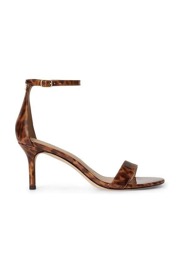Lauren Ralph Lauren σανδάλια σε μια καρφίτσα δερμάτινα Allie Mid καφέ 802P15743001.200