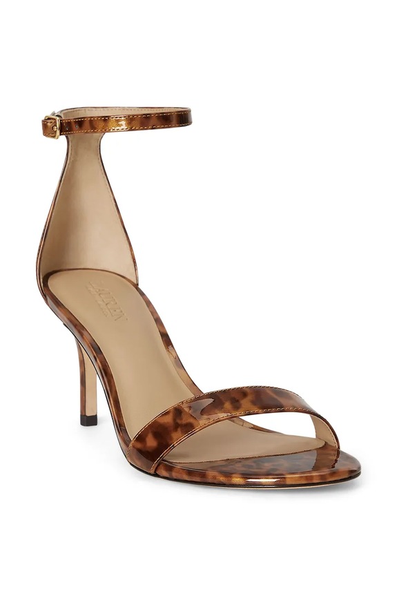 Lauren Ralph Lauren σανδάλια σε μια καρφίτσα δερμάτινα Allie Mid 802P15743001.200 καφέ AW26