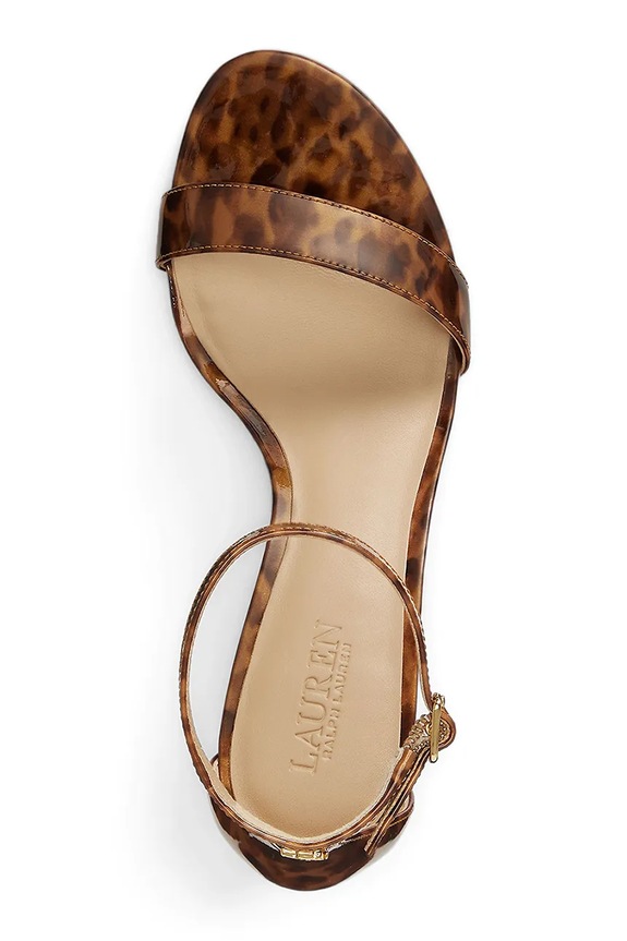 Lauren Ralph Lauren σανδάλια σε μια καρφίτσα δερμάτινα Allie Mid καφέ 802P15743001.200