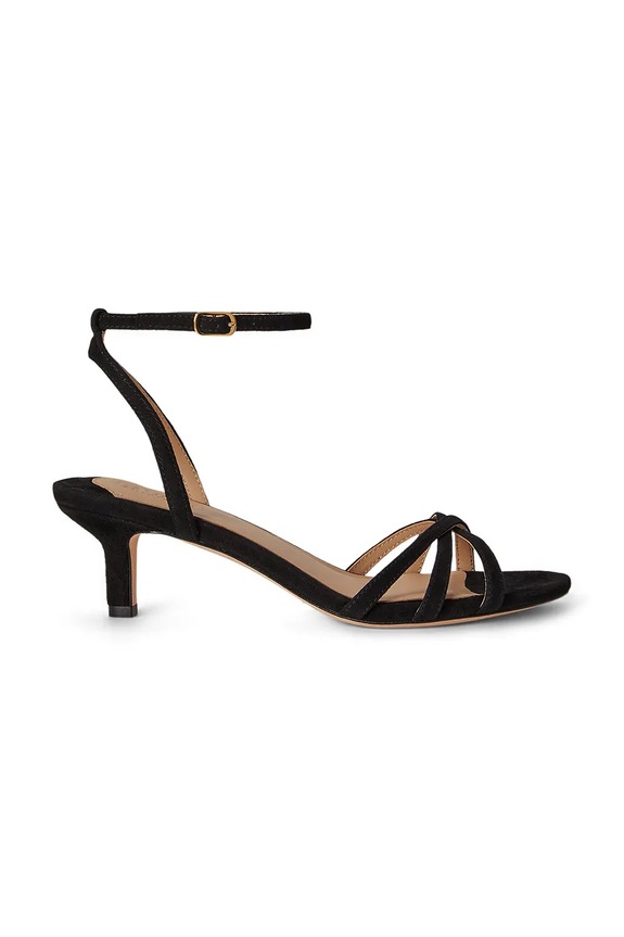 Lauren Ralph Lauren sandále na nízkom podpätku semišové Kendyl Kttn čierna 802P06395008.001
