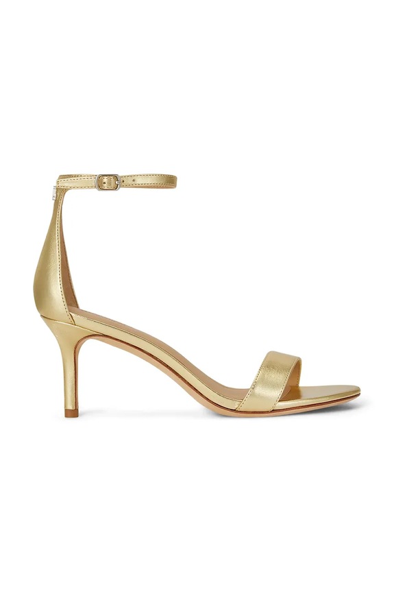 Lauren Ralph Lauren sandále kožené Allie Mid zlatá 802978207002.710