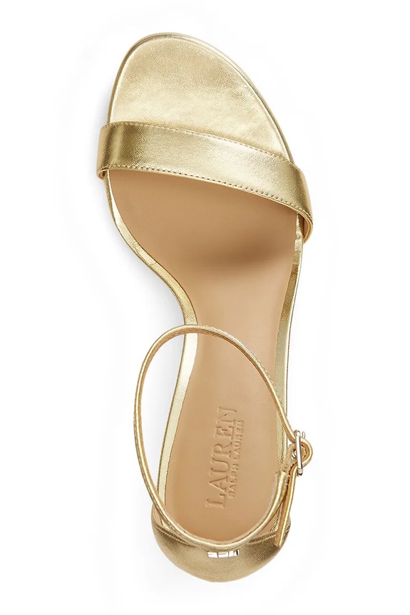 Lauren Ralph Lauren sandále kožené Allie Mid zlatá 802978207002.710