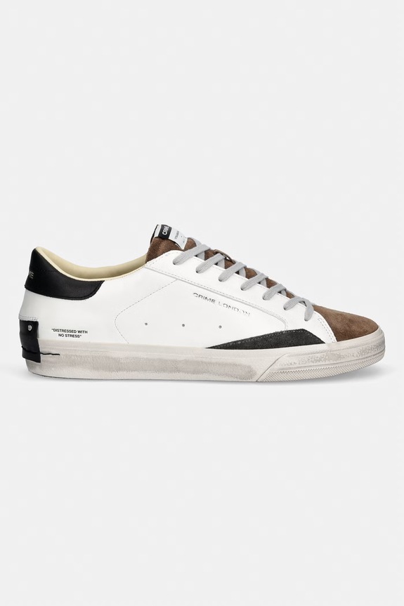 Crime London DISTRESSED 2.0 sneakersy męskie skórzane 11072AA8.10 biały AW26